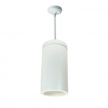 Nora NYLS3-6P1L530FP01WWW - 6" Sapphire III Pendant Mount White Cylinder, Matte Powder White Reflector/Matte Powder White