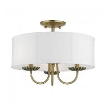  42989-01 - 3 Light Antique Brass Semi-Flush Mount