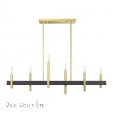  49336-12 - 6 Light Satin Brass Extra Large Linear Chandelier with Bronze Accents