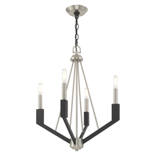  51164-91 - 4 Lt Brushed Nickel & Black Mini Chandelier