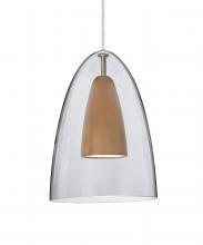  1JC-DANOCLMD-LED-SN - Besa, Dano Cord Pendant, Clear/Medium, Satin Nickel Finish, 1x9W LED