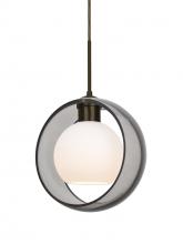  1JC-MANASM-LED-BR - Besa Mana Pendant, Smoke/Opal, Bronze Finish, 1x9W LED