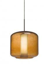  1JC-NILES10AO-BR - Besa Niles 10 Pendant, Amber Bubble/Opal, Bronze Finish, 1x60W Medium Base T10