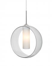  1JC-PLATOCL-SN - Besa, Plato Cord Pendant, Clear/Opal, Satin Nickel Finish, 1x60W Medium Base