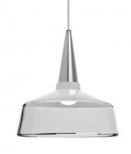 Besa Lighting 1JT-BARON10WH-LED-SN - Besa, Baron 10 Cord Pendant, White/Clear, Satin Nickel Finish, 1x9W LED