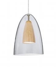  1JT-DANOCLNA-LED-SN - Besa, Dano Cord Pendant, Clear/Natural, Satin Nickel Finish, 1x9W LED