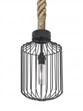  1JT-SULTANA-C-EDIL-BK - Besa Sultana Cylinder Rope Pendant, Black, 1x5W LED Filament