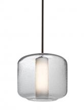  1TT-NILES10CO-BR - Besa Niles 10 Pendant, Clear Bubble/Opal, Bronze Finish, 1x60W Medium Base T10