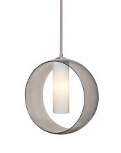  1TT-PLATOSM-SN - Besa, Plato Stem Pendant, Smoke/Opal, Satin Nickel Finish, 1x60W Medium Base