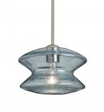  1TT-ZENBL-SN - Besa, Zen Stem Pendant , Blue Bubble, Satin Nickel Finish, 1x60W Medium Base