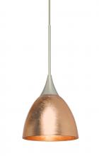  1XC-1758CF-LED-SN - Besa Divi Pendant, Copper Foil, Satin Nickel, 1x9W LED