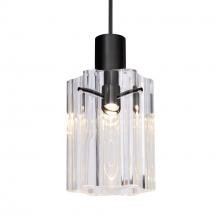  1XC-ICE4CL-LED-BK - Besa Ice 4 Pendant, Clear Glass, Black Finish, 1x3W LED