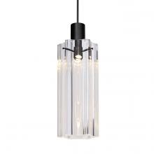  1XC-ICE7CL-LED-BK - Besa Ice 7 Pendant, Clear Glass, Black Finish, 1x3W LED