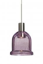  1XC-KIBAPL-LED-SN - Besa, Kiba Cord Pendant, Plum Bubble, Satin Nickel Finish, 1x3W LED