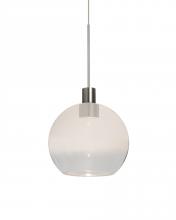  1XC-NEWTON6WC-LED-SN - Besa, Newton 6 Cord Pendant, Milky White/Clear, Satin Nickel Finish, 1x3W LED