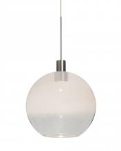  1XC-NEWTON8WC-LED-SN - Besa, Newton 8 Cord Pendant, Milky White/Clear, Satin Nickel Finish, 1x3W LED