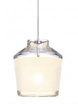  1XC-PIC6WH-SN - Besa Pendant Pica 6 Satin Nickel White Sand 1x50W Halogen