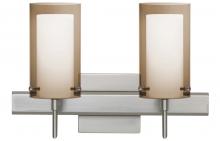  2SW-S44007-SN-SQ - Besa Pahu 4 Wall With SQ Canopy 2SW Transparent Smoke/Opal Satin Nickel 2x40W G9