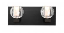  2WF-BOCABB-LED-BK - Besa, Boca Vanity, Clear Bubble, Black Finish, 2x3W LED