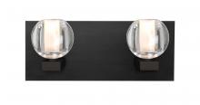  2WF-BOCACL-LED-BK - Besa, Boca Vanity, Clear, Black Finish, 2x3W LED