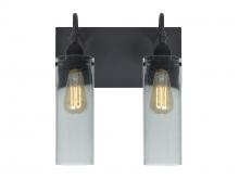  2WG-JUNI10BL-EDIL-BK - Besa Juni 10 Vanity, Blue Bubble, Black Finish, 2x7W LED Filament