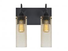  2WG-JUNI10GD-EDIL-BK - Besa Juni 10 Vanity, Gold Bubble, Black Finish, 2x7W LED Filament