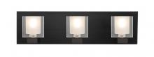  3WF-BOLOFR-BK - Besa, Bolo Vanity, Clear/Frost, Black Finish, 3x40W G9 Base