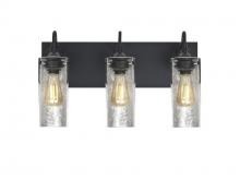  3WG-DUKESF-EDIL-BK - Besa Duke Vanity, Silver Foil, Black Finish, 3x7W LED Filament