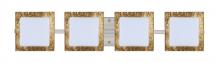  4WS-7735GF-LED-SN - Besa Wall Alex Satin Nickel Opal/Gold Foil 4x5W LED