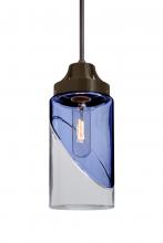  J-BLINKBL-BR - Besa, Blink Cord Pendant For Multiport Canopy, Trans. Blue/Clear, Bronze Finish, 1x60