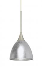  XP-1758SF-LED-SN - Besa Divi Pendant, Silver Foil, Satin Nickel, 1x9W LED