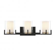  8-1977-3-143 - Eaton 3-Light Bathroom Vanity Light in Matte Black with Warm Brass Accents