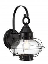  1324-BL-CL - Cottage Onion Outdoor Wall Light - Black with Clear Glass