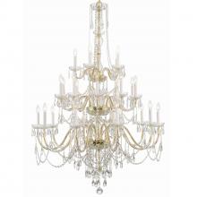  1156-PB-CL-MWP - Traditional Crystal 25 Light Hand Cut Crystal Polished Brass Chandelier