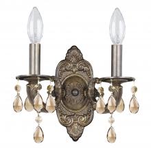  5022-VB-GT-MWP - Paris Market 2 Light Golden Teak Hand Cut Crystal Venetian Bronze Sconce