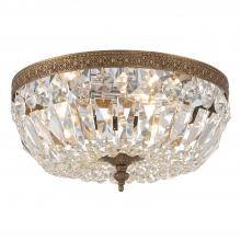  712-OB-CL-MWP - Crystorama 3 Light Hand Cut Crystal Olde Brass Flush Mount