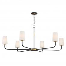  NIL-70016-BF-MG - Niles 6 Light Black Forged + Modern Gold Chandelier