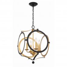  ODE-704-BK-GA - Odelle 4 Light Black + Antique Gold Lantern Chandelier