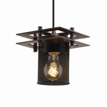  MSH-8165-10-DBRZ-BKCD - Metropolis 1-Light Small Pendant - Square Frame (2 Flat Bars)