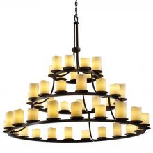 Justice Design Group CNDL-8714-14-CREM-DBRZ - Dakota 45-Light 3-Tier Ring Chandelier