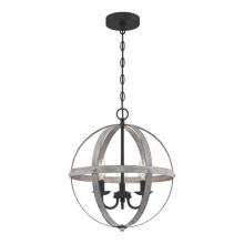  6110400 - 3 Light Chandelier Antique Ash Finish with Matte Black Accents