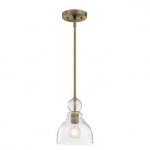  6356500 - Mini Pendant Antique Brass Finish Clear Seeded Glass