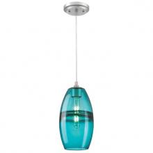  6366300 - Mini Pendant Brushed Nickel Finish Turquoise Glass