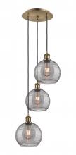  113B-3P-AB-G1213-8SM - Athens Deco Swirl - 3 Light - 15 inch - Antique Brass - Cord hung - Multi Pendant