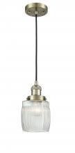  201C-AB-G302-LED - Colton - 1 Light - 6 inch - Antique Brass - Cord hung - Mini Pendant