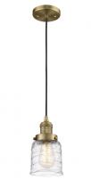  201C-BB-G513-LED - Bell - 1 Light - 5 inch - Brushed Brass - Cord hung - Mini Pendant