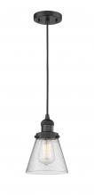  201C-BK-G64 - Cone - 1 Light - 6 inch - Matte Black - Cord hung - Mini Pendant