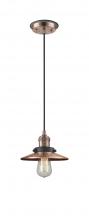  201CBP-ACBK-M3-AC - Railroad - 1 Light - 8 inch - Antique Copper - Cord hung - Mini Pendant