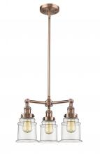  207-AC-G182-LED - Canton - 3 Light - 18 inch - Antique Copper - Stem Hung - Chandelier