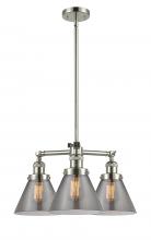  207-PN-G43-LED - Cone - 3 Light - 22 inch - Polished Nickel - Stem Hung - Chandelier